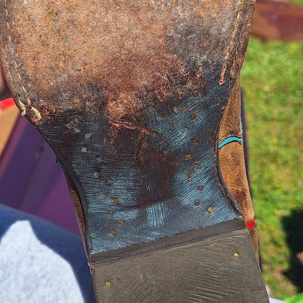 Rare" Ariat Quincy Bronco Billie Red 7.5 Painted Cowgirl Western Cowboy Boots - Picture 9 of 15